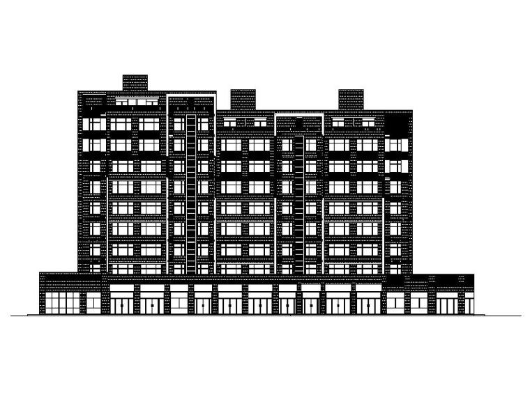 现代商业建筑施工图资料下载-[宁夏]高层现代贴砖立面住宅带商业建筑施工图