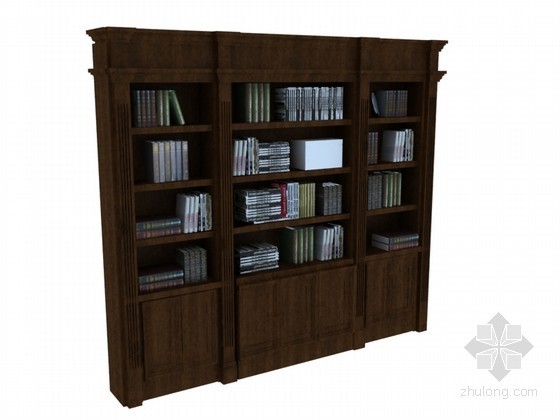 书架模型下载资料下载-家庭书柜3D模型下载