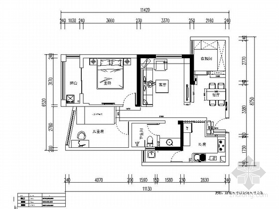 三室现代家装资料下载-[安徽]现代简约三室两厅装修施工图（含效果图、实景图）