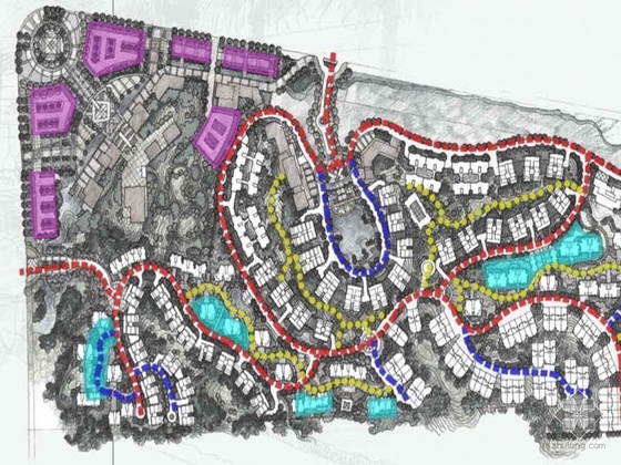 山地观景台cad图资料下载-[成都]某山地别墅建筑规划图