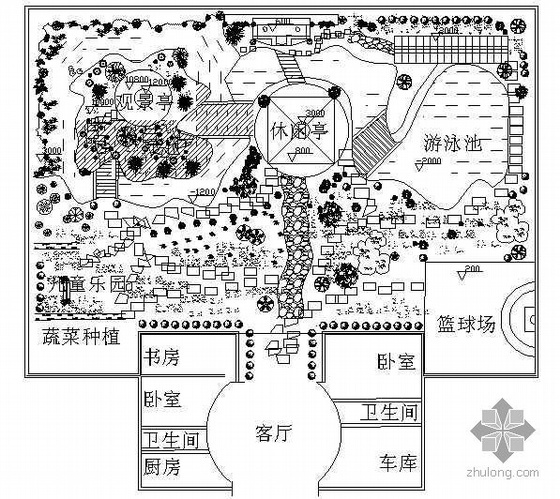 西方著名园林设计平面图资料下载-某古典庭院园林设计平面图