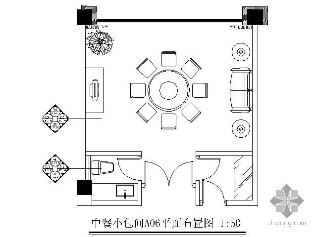 餐厅小包间装修施工图资料下载-中餐厅小包间施工图