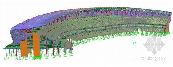 管桁架体育场施工方案资料下载-[山东]体育场工程钢结构卸载施工方案（全过程模拟分析）
