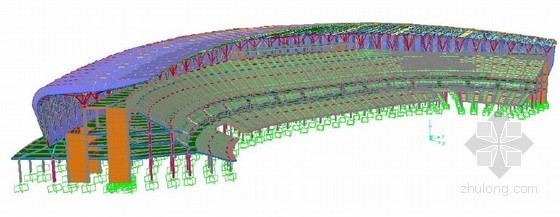 体育场看台罩棚钢结构方案资料下载-[山东]体育场工程钢结构卸载施工方案（全过程模拟分析）