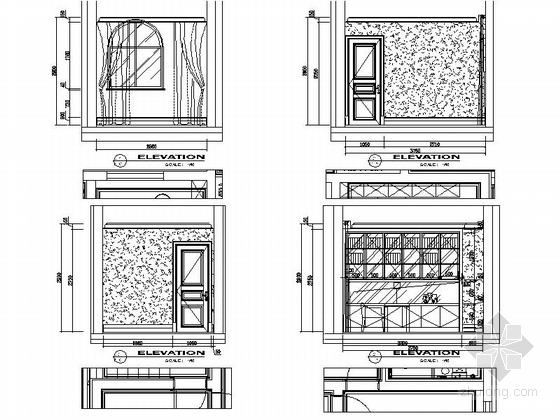 [湖南]精品奢华欧式双层别墅CAD设计装修图（含效果）男孩房书房立面图