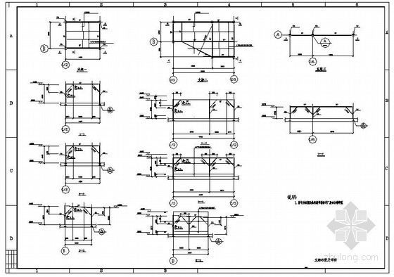 钢结构厂房避雷支架资料下载-某多跨厂房支架布置及节点构造详图