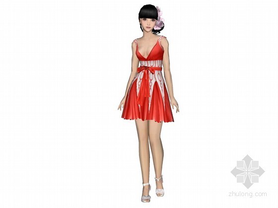 裙子3D模型资料下载-穿裙子的女士