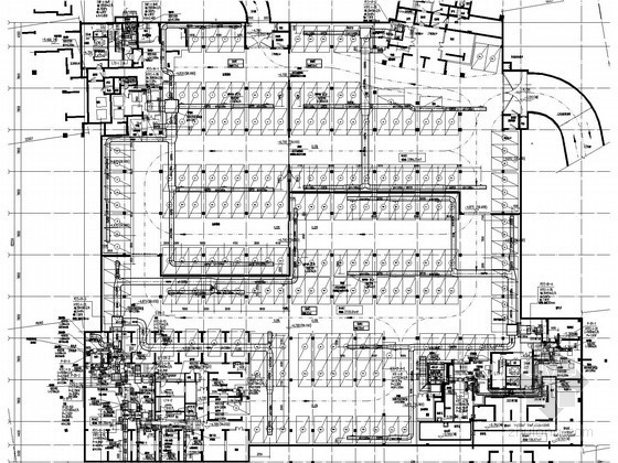 [广东]住宅小区人防地下室通风防排烟系统设计施工图（三种通风方式）-平时通风平面图 