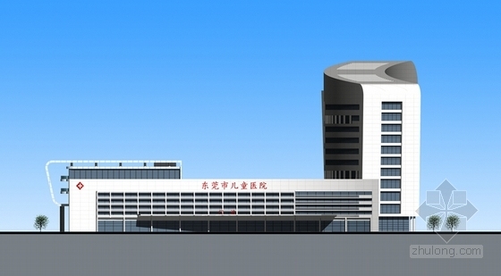 [广东]12层现代风格绿色儿童医院建筑设计方案文本-12层现代风格绿色儿童医院立面图