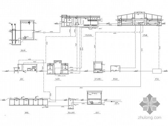 [江西]20万吨自来水厂工艺图纸设计（附58页设计方案）-工艺流程（高程）图