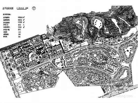 居住区绿地平面图资料下载-某一百六十万平米地块花园居住区规划方案总平面图