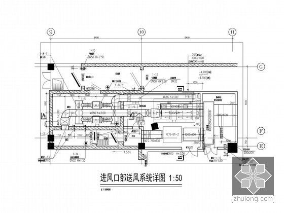 [深圳]多层公共建筑空调通风防排烟施工图设计和燃气管道系统设计（大院出品）-进风口部送风系统详图