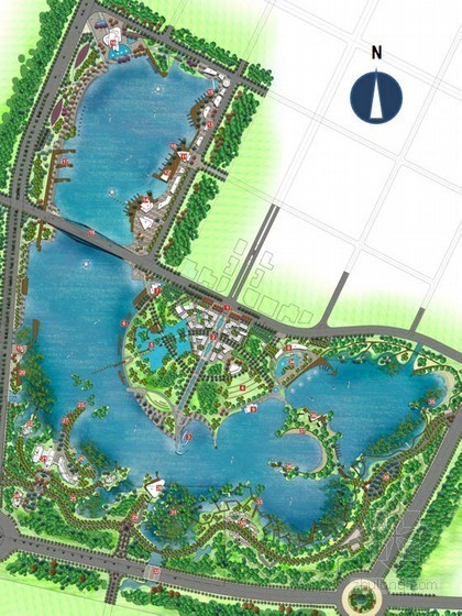 合肥滨湖新区绿地规划资料下载-[福州]县城滨湖区总体景观规划设计