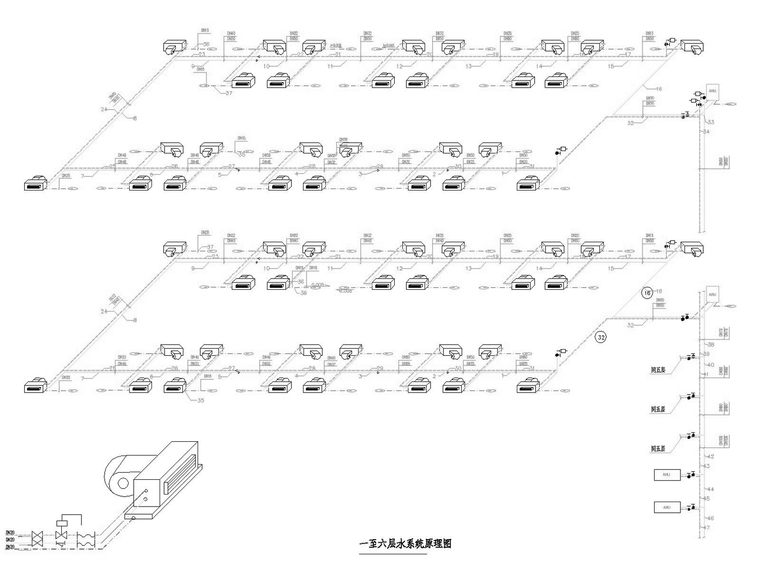 [北京]多层商场综合楼空调通风及采暖系统设计施工图（含计算书）-一至六层水系统原理图.jpg
