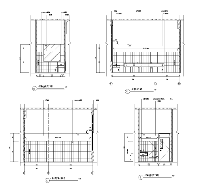 某大型医院全套室内装修设计施工图（111张图纸）-清洗室立面图