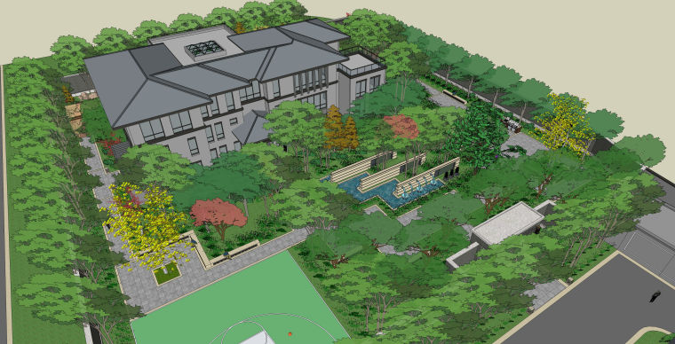 私人别墅景观项目资料下载-超棒的私人别墅su模型！！！