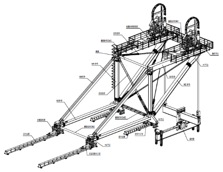 桥梁工程上部结构施工方案（共76页，含架桥机结构布置图）-桥面吊机总体图