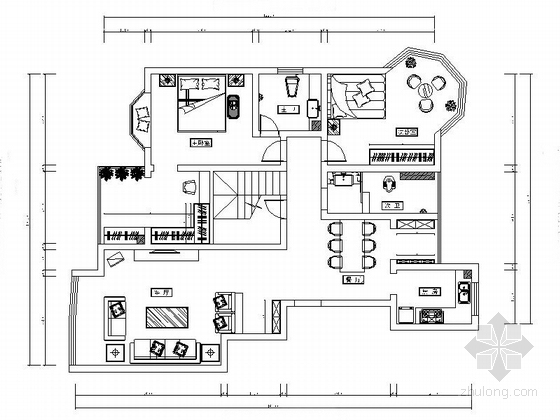 双层别墅室内施工图资料下载-[湖南]豪华双层别墅室内设计CAD施工图（含效果）
