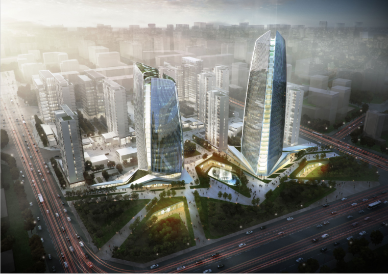 企业大门设计方案资料下载-[北京]未来感超高层中小企业综合基地建筑设计方案文本