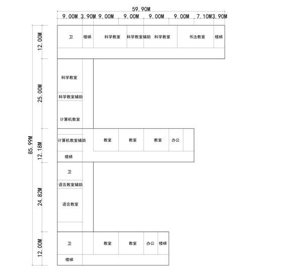 [安徽]多层现代风格36班小学扩建规划及单体建筑设计方案文本-多层现代风格36班小学扩建规划及单体建筑平面图