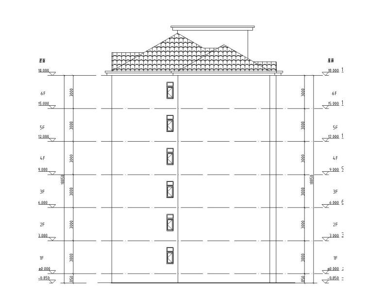 [重庆]多层现代简约中式住宅建筑设计方案文本（含CAD）-多层现代简约中式住宅建筑剖面图