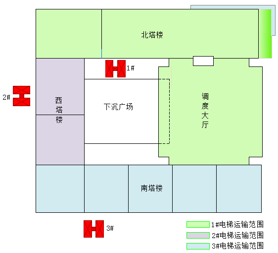 [山西]生产调度综合楼项目砌体结构施工方案（46页）-40电梯运输范围图