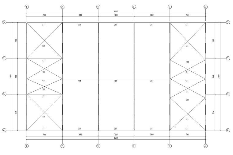 福联公司钢结构工程CAD图纸-屋面结构布置图