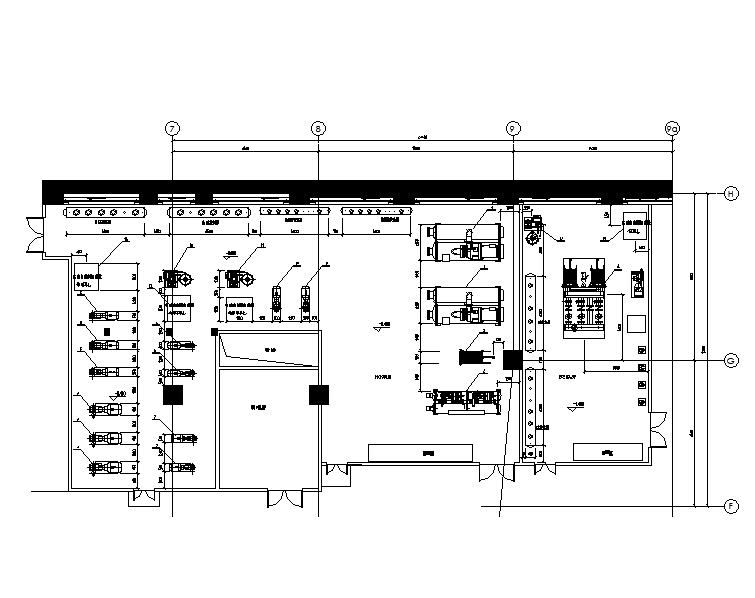 上海二十一层大型办公楼暖通施工图-冷热源机房布置平面图