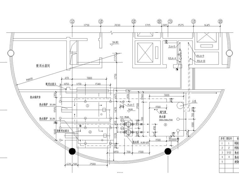 某综合高层（5星酒店和公寓）给排水施工图-屋顶锅炉房平面布置图