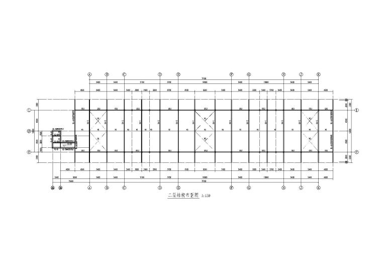 [遵义]二层钢框架结构收费天棚施工图