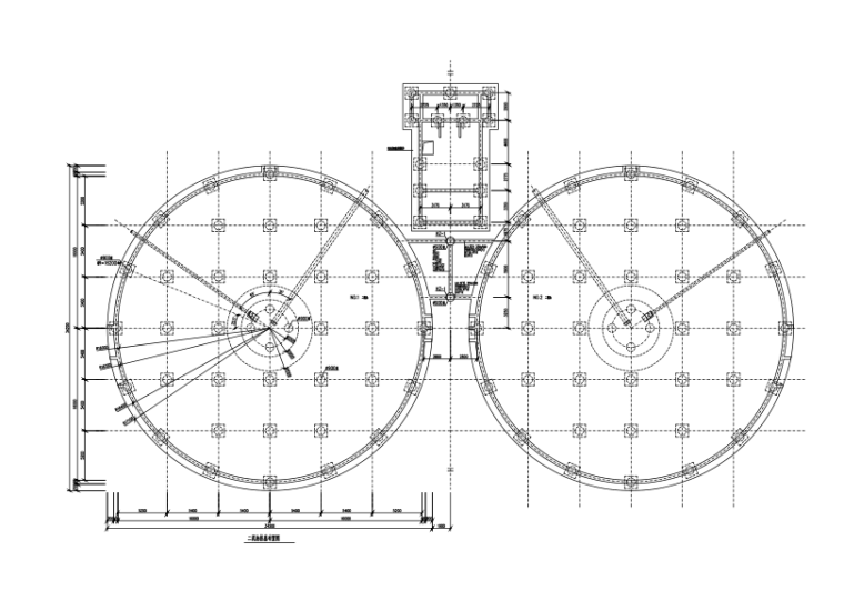 大院设计大直径圆形二沉池结构施工图（CAD、8张）-二沉池桩基布置图