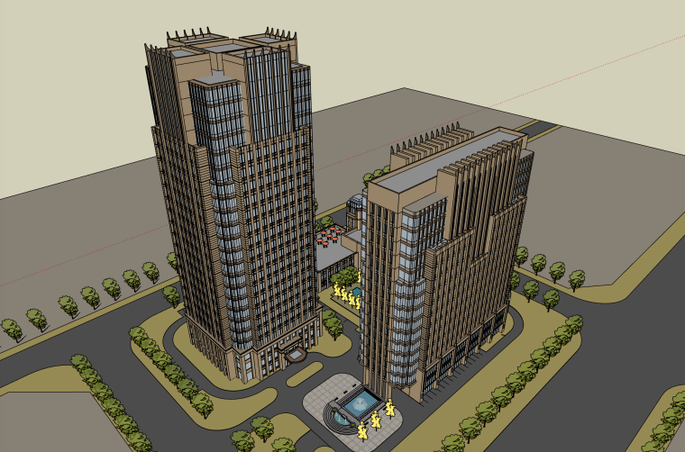 模型建筑设计图纸资料下载-新古典风格大厦建筑设计模型