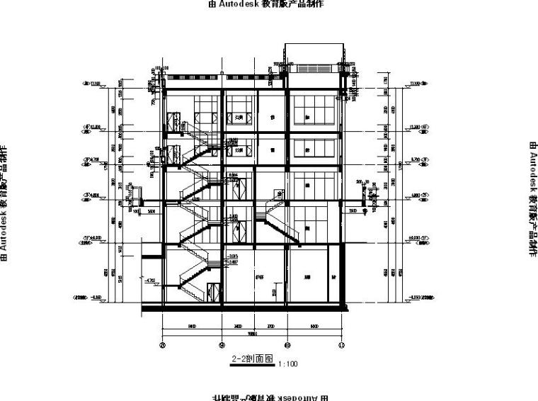 [宁夏]高层现代风格商业综合体建筑施工图（含效果图及计算书）-高层现代风格商业综合体建筑剖面图