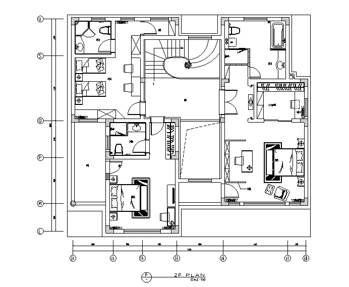 [江苏]常熟市辛庄两层别墅设计施工图（附效果图）-平面布置图
