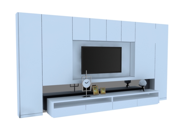 电视墙简约装修资料下载-简约电视墙3D模型下载