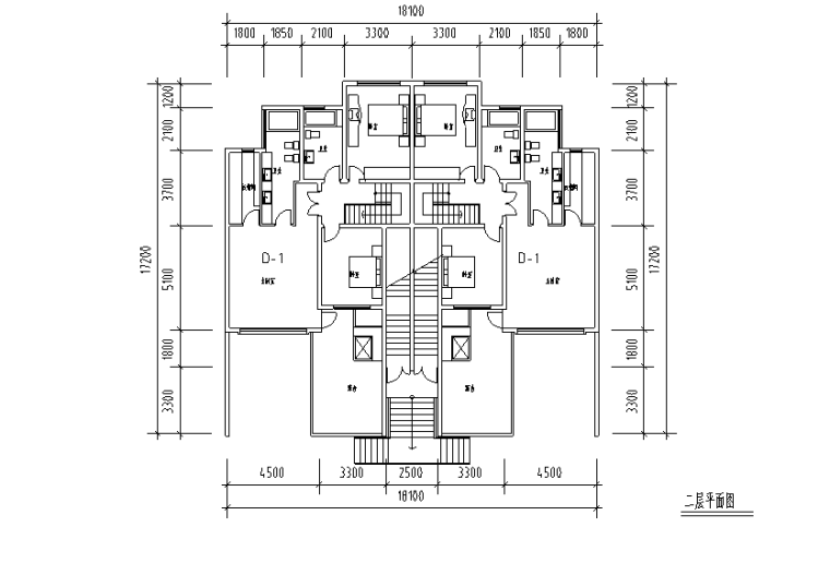 无锡天奇地块项目规划施工图，效果图及SU模型（71张）-二层平面布置图