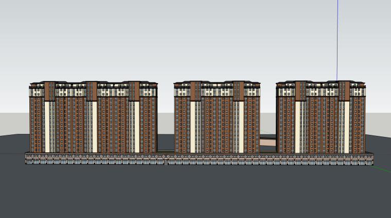 寺庙3D建筑模型资料下载-某小区规划入口商业建筑模型设计