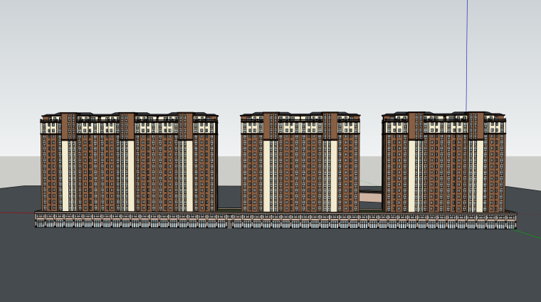 沿街商业建筑模型欧式资料下载-某小区规划入口商业建筑模型设计