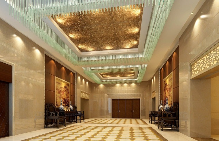金沙明珠宴会酒店设计施工图（附效果图）-宴会厅序厅