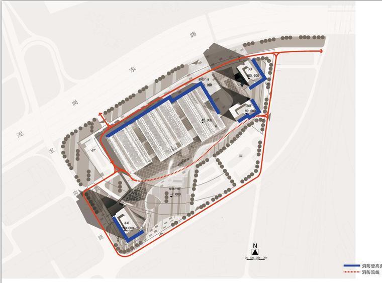 [广东]某城市现代风格综合体建筑方案文本（包含PDF+CAD+150页）-消防分析