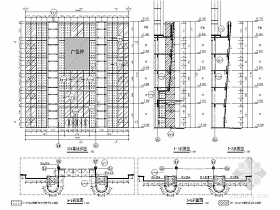 [福建]46000平住宅小区外立面玻璃幕墙工程图纸（包括钢结构装饰架施工图）-12#幕墙详图 