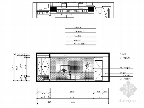 [江苏]都市后花园典雅新中式风格两居室装修施工图（含效果）主卧立面图