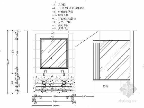 [福建]新古典风格双层洋房装修设计图（含效果）卫生间洗手台立面图