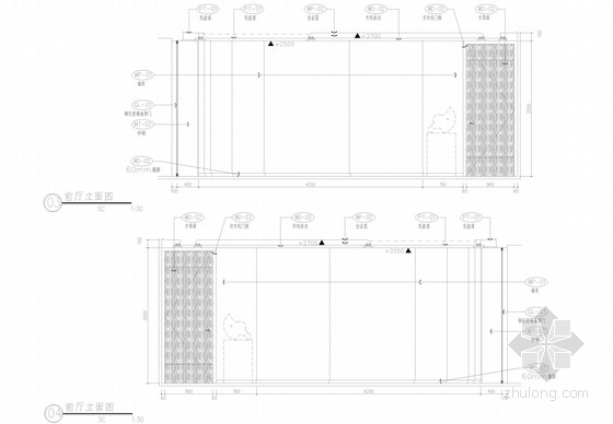 [上海]知名设计公司设计现代商业办公空间施工图（含概念方案设计文本）-[上海]知名设计公司设计现代商业办公空间施工图立面图 