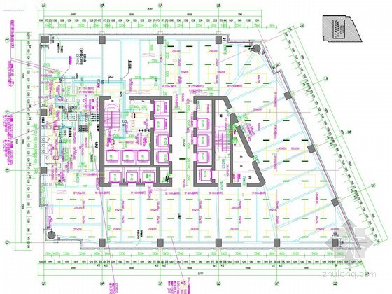 [江苏]超高层综合商业广场暖通空调全系统设计施工图（30万平 冰蓄冷 人防）-四十四层空调平面 