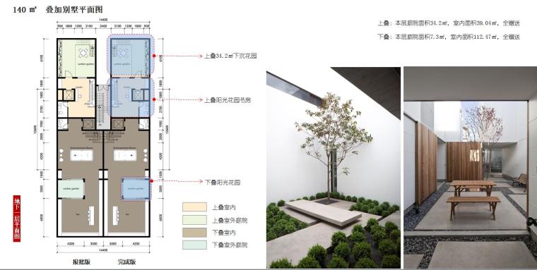 [江苏]苏州联排别墅居住区建筑方案文本（PPT+73页）-140 ㎡ 叠加别墅平面图