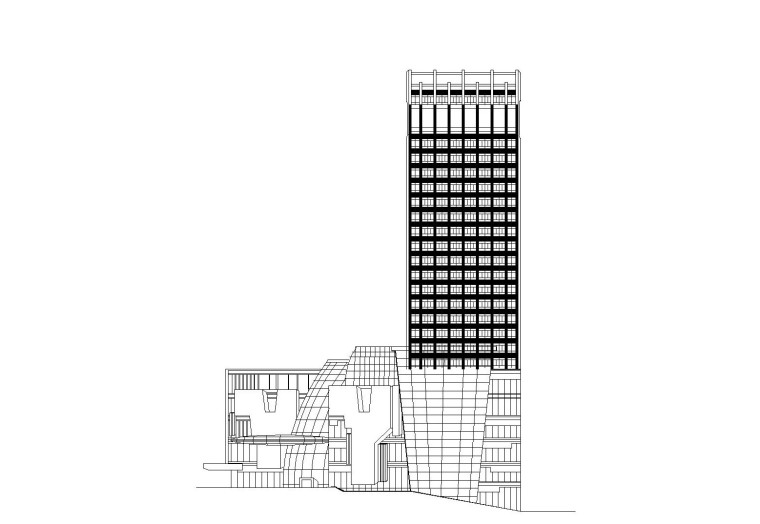 [四川]国际商贸中心城市综合体扩初图（CAD）-西立面图