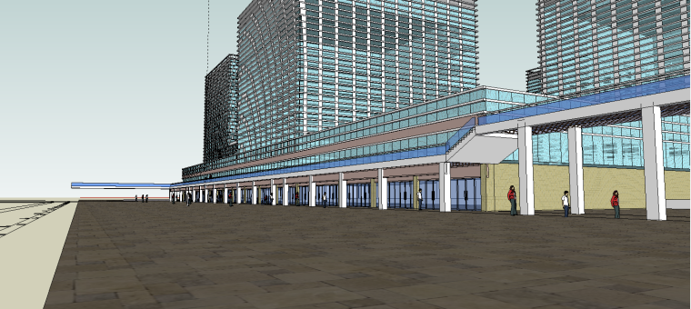 中式步行街建筑模型资料下载-广州万达广场步行街商业商业综合体SU模型