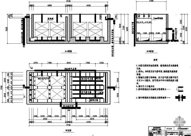 接触氧化池资料下载-两格串联接触氧化池图纸