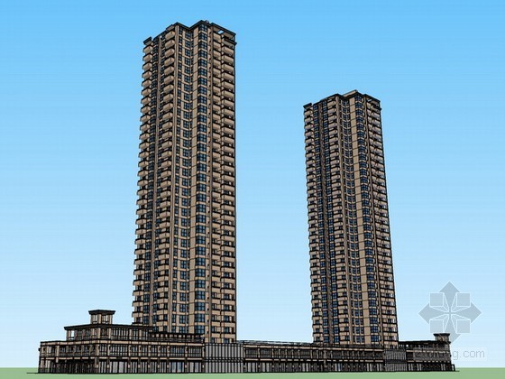 高层住宅楼商务标资料下载-高层住宅楼sketchup模型下载